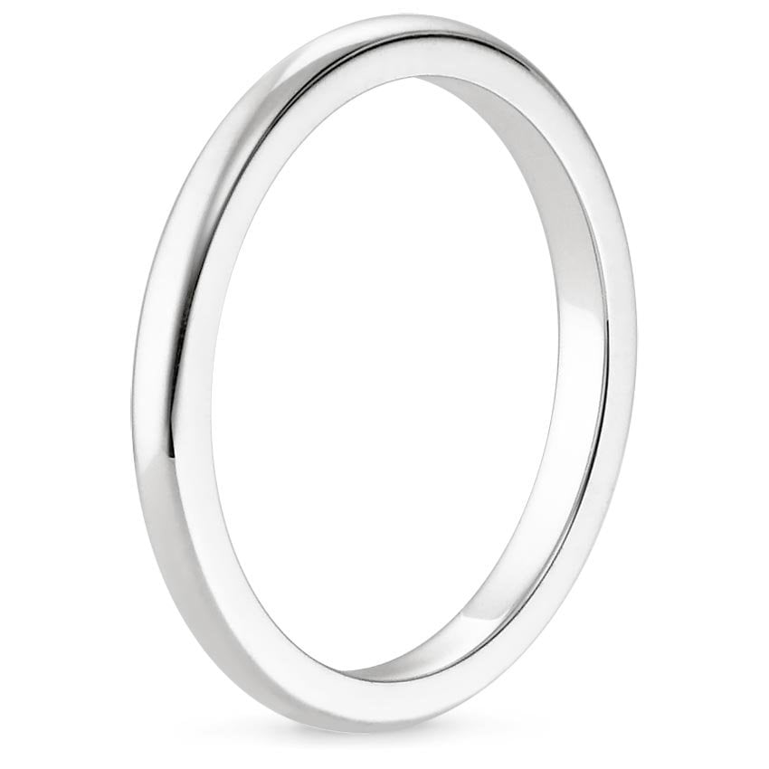 18K White Gold 2mm Comfort Fit Wedding Ring, large side view