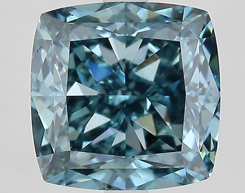 4.06 Ct. Fancy Vivid Blue Cushion Lab Grown Diamond