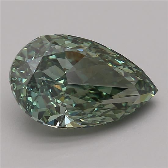 3.96 Ct. Fancy Vivid Green Pear Lab Grown Diamond