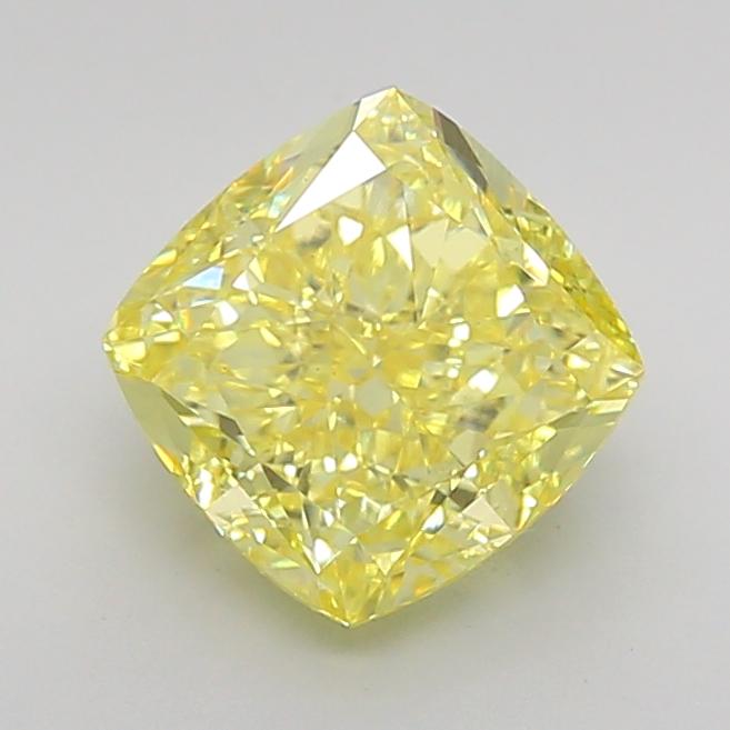 3.09 Ct. Fancy Vivid Yellow Cushion Lab Grown Diamond