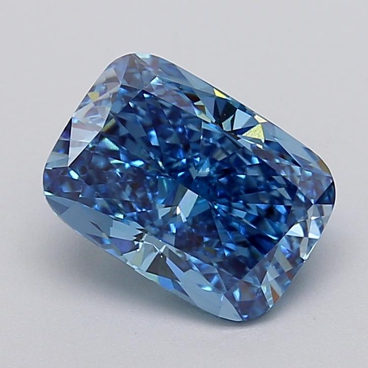 3.03 Ct. Fancy Vivid  Blue Cushion Lab Grown Diamond