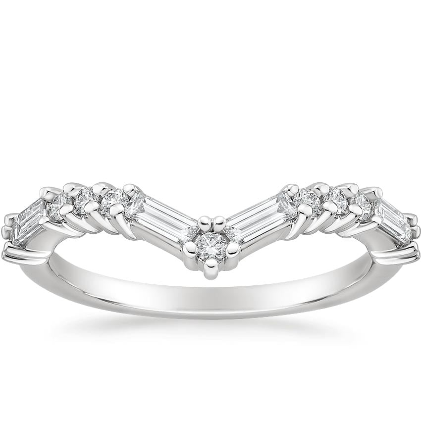 Baguette and Round Diamond Contoured Ring 