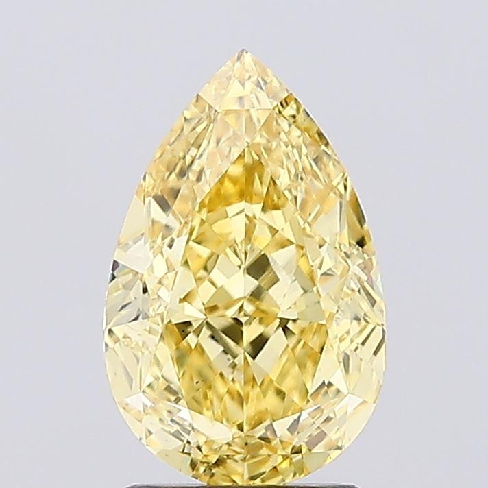 2.14 Ct. Fancy Vivid Yellow Pear Lab Grown Diamond