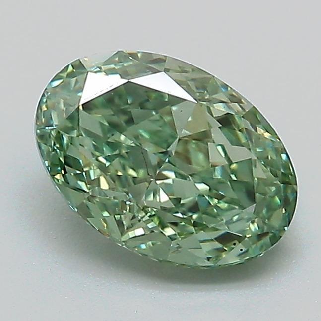 1.22 Ct. Fancy Vivid Green Oval Lab Grown Diamond