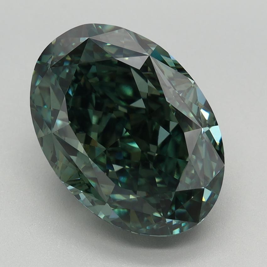 5.3 Ct. Fancy Vivid Green Oval Lab Grown Diamond