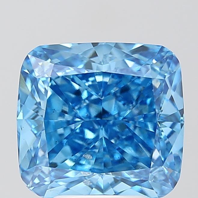 5.01 Ct. Fancy Vivid Blue Cushion Lab Grown Diamond