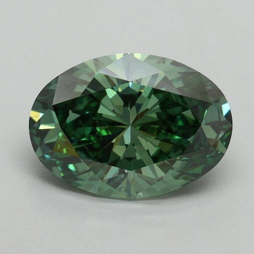 2.19 Ct. Fancy Vivid Pacific Green Oval Lab Grown Diamond