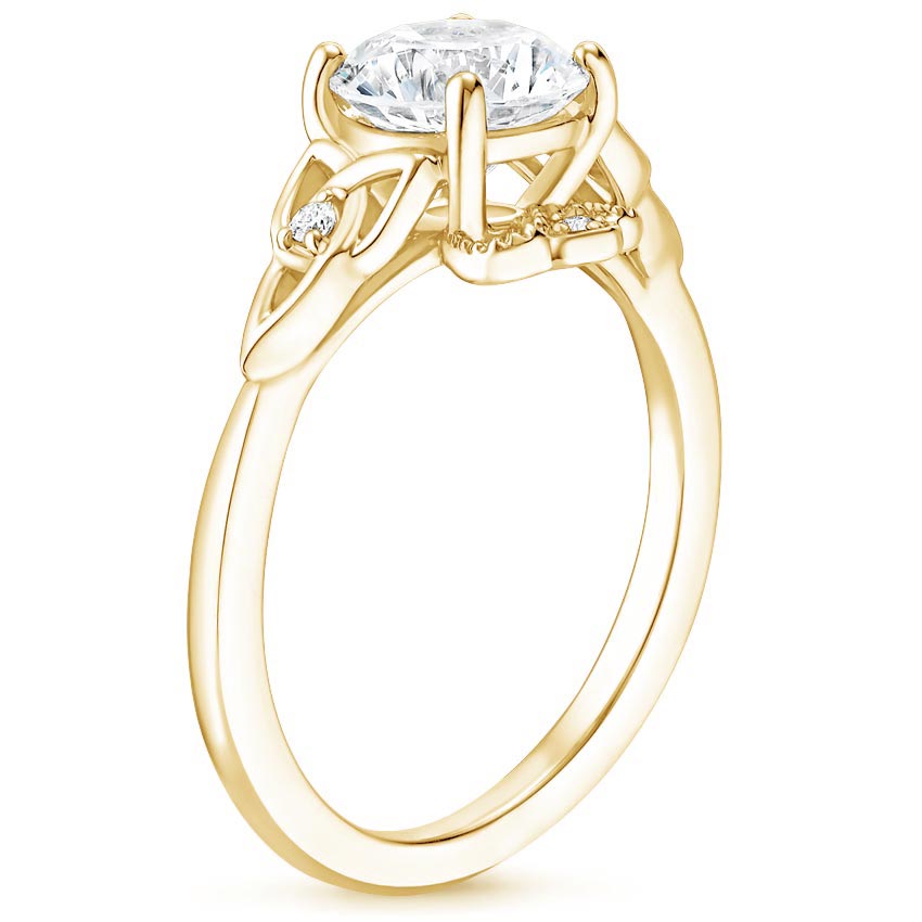 18K Yellow Gold Celtic Crown Diamond Ring, large side view