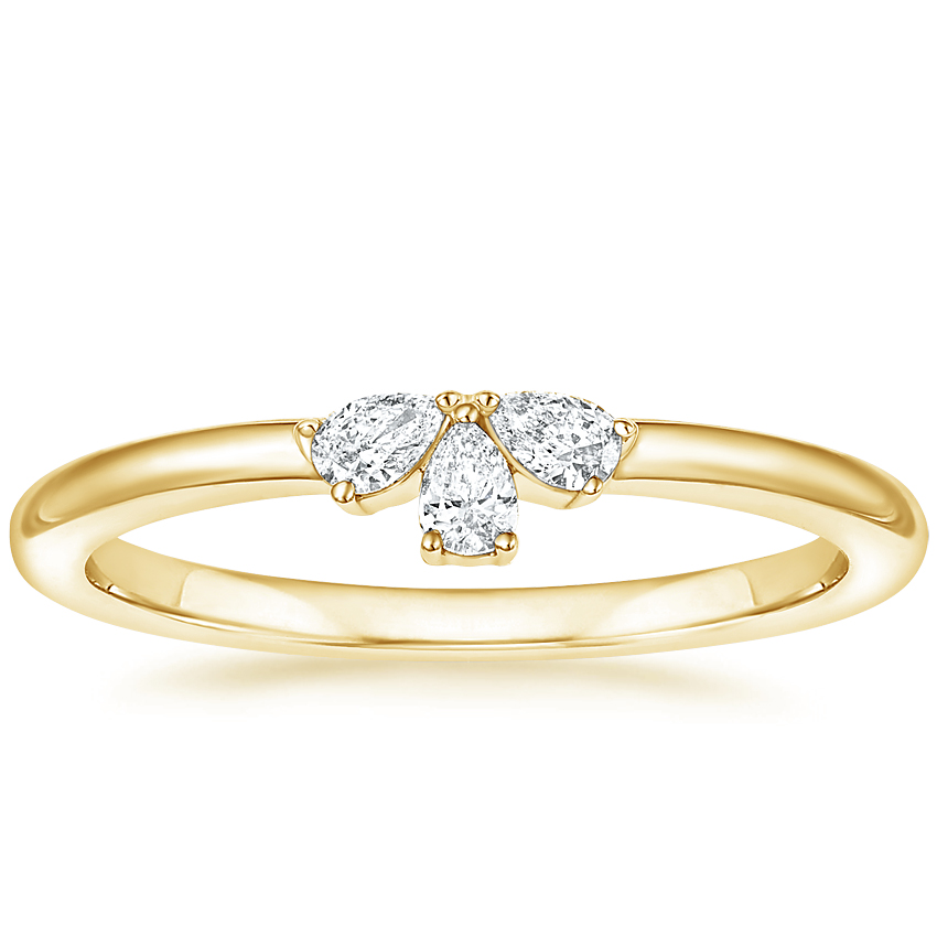 Yellow Gold Three Stone Lab Diamond Fashion Ring 