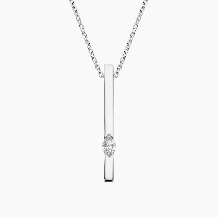 14K White Gold Marée Diamond Bar Pendant