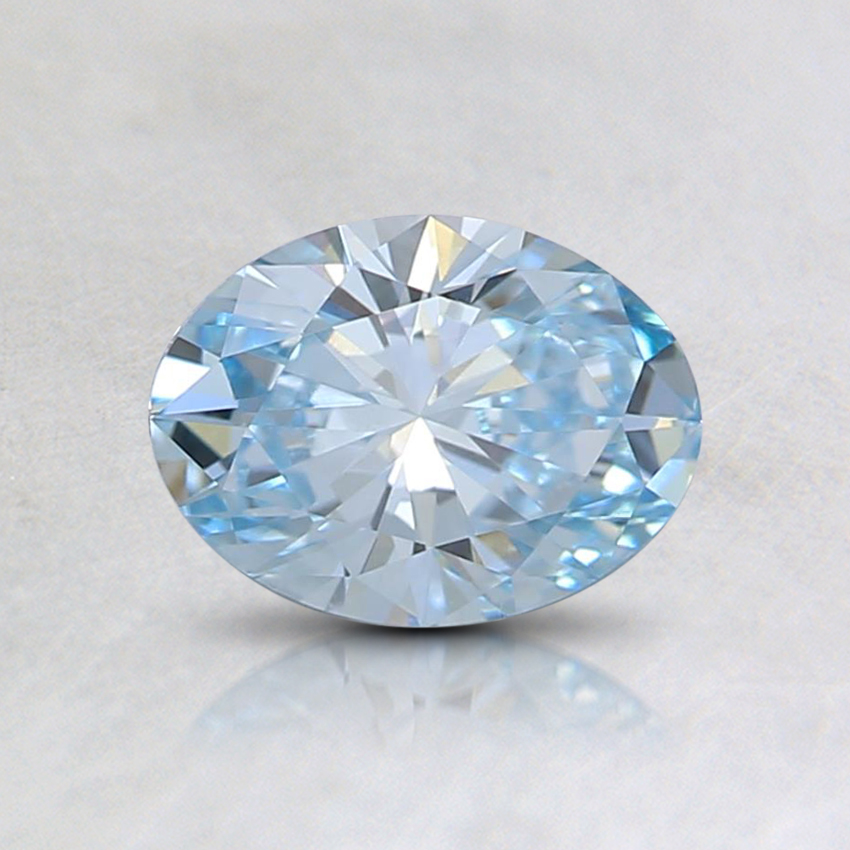 0.62 Ct. Fancy Intense Greenish Blue Oval Lab Grown Diamond
