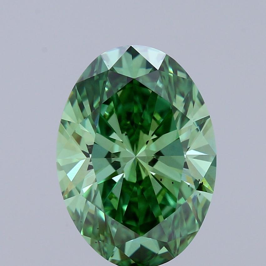 3.03 Ct. Fancy Vivid Green Oval Lab Grown Diamond