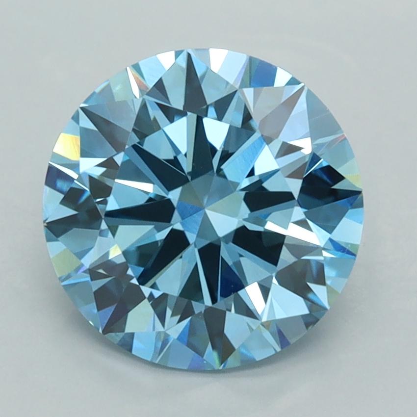 3.01 Ct. Fancy Vivid  Blue Round Lab Grown Diamond