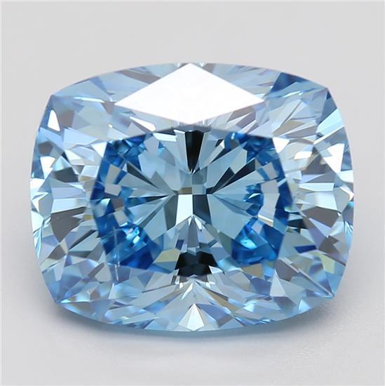 3.34 Ct. Fancy Vivid Blue Cushion Lab Grown Diamond
