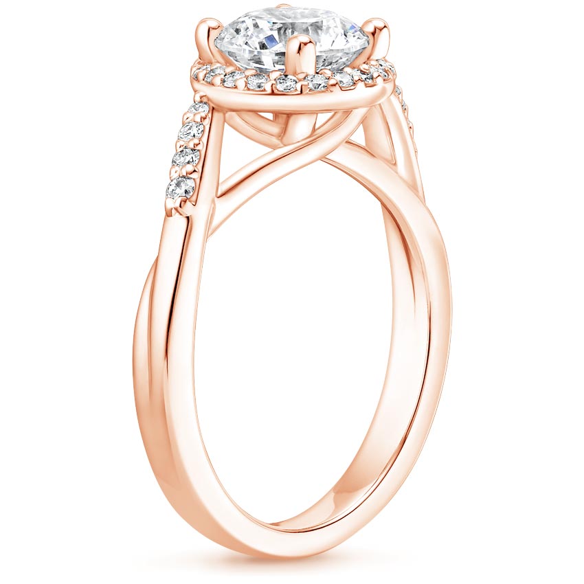 14K Rose Gold Chamise Halo Diamond Ring (1/5 ct. tw.), large side view