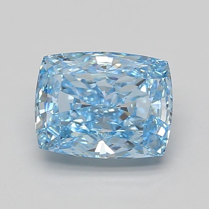 3.08 Ct. Fancy Vivid Blue Cushion Lab Grown Diamond