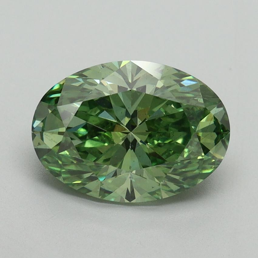 2.16 Ct. Fancy Vivid Green Oval Lab Grown Diamond