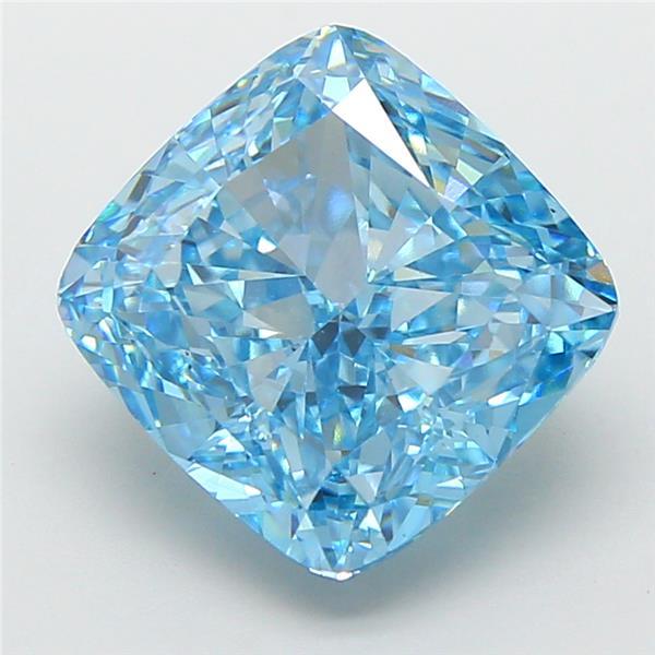 5.09 Ct. Fancy Vivid Blue Cushion Lab Grown Diamond