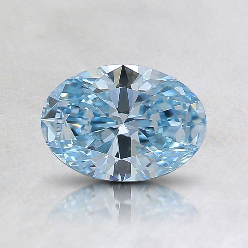 0.61 Ct. Fancy Intense Greenish Blue Oval Lab Grown Diamond