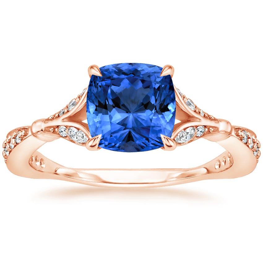 Sapphire Zinnia Diamond Ring in 14K Rose Gold