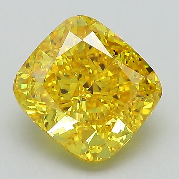 2.32 Ct. Fancy Vivid Yellow Cushion Lab Grown Diamond