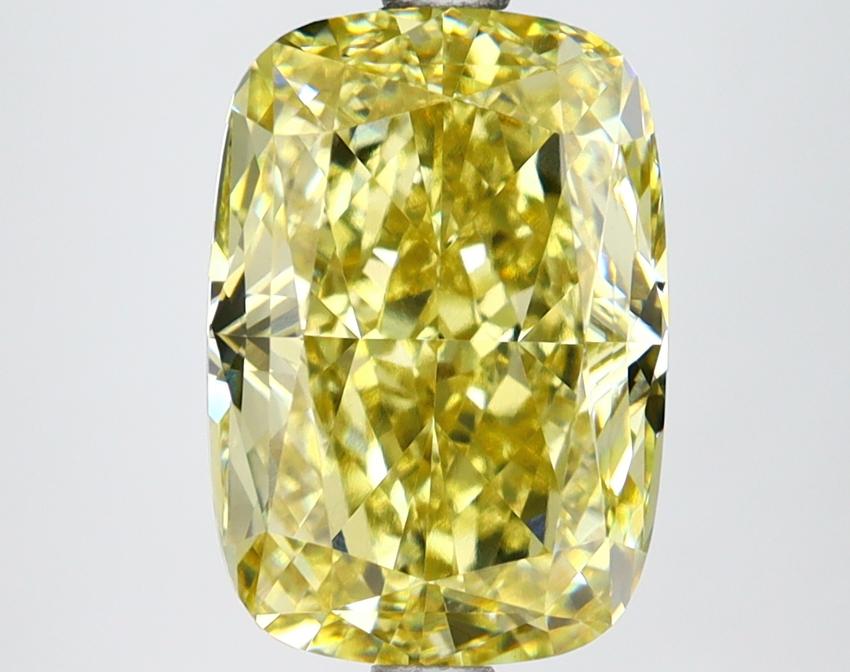 4.36 Ct. Fancy Vivid Yellow Cushion Lab Grown Diamond
