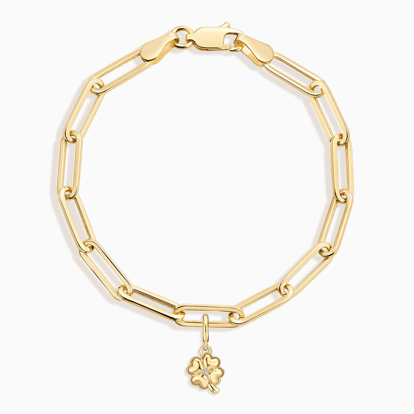 Cursive Diamond Initial Charm with Devon 6.5 in. Lightweight Paperclip ...