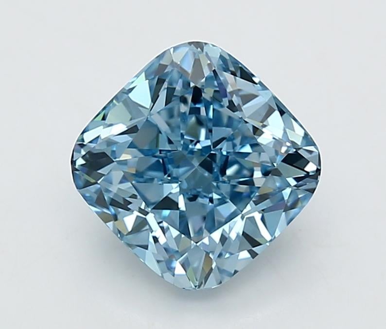 3.15 Ct. Fancy Vivid  Blue Cushion Lab Grown Diamond