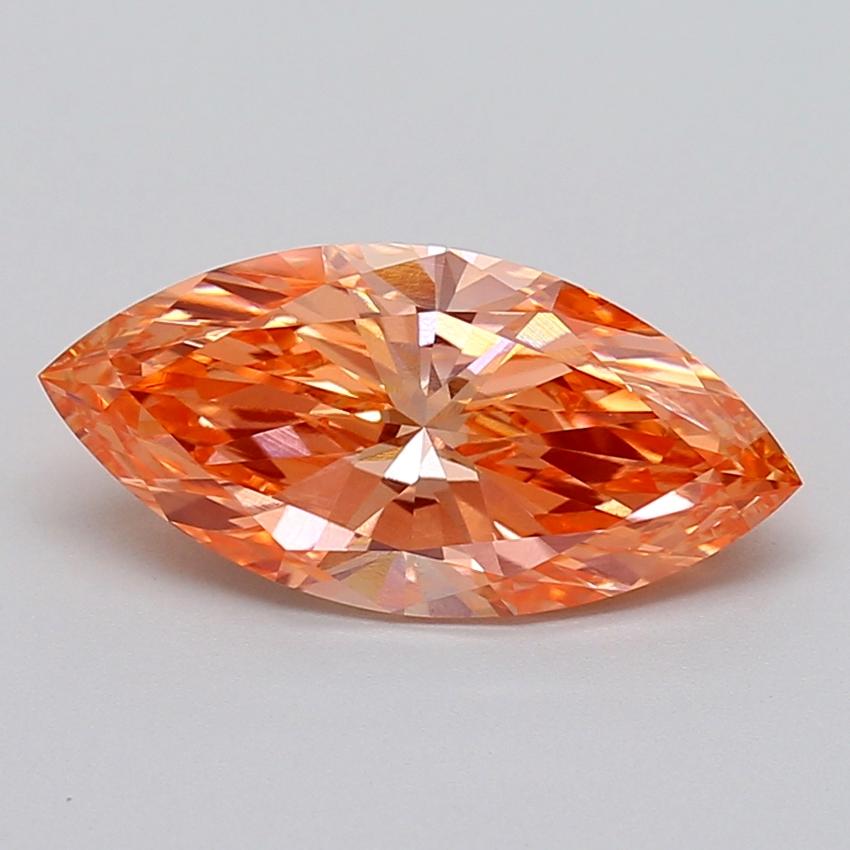 2.97 Ct. Fancy Vivid Orangy Pink Marquise Lab Grown Diamond