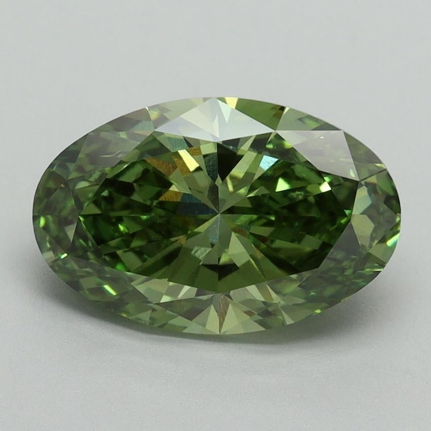 3.01 Ct. Fancy Vivid Green Oval Lab Grown Diamond