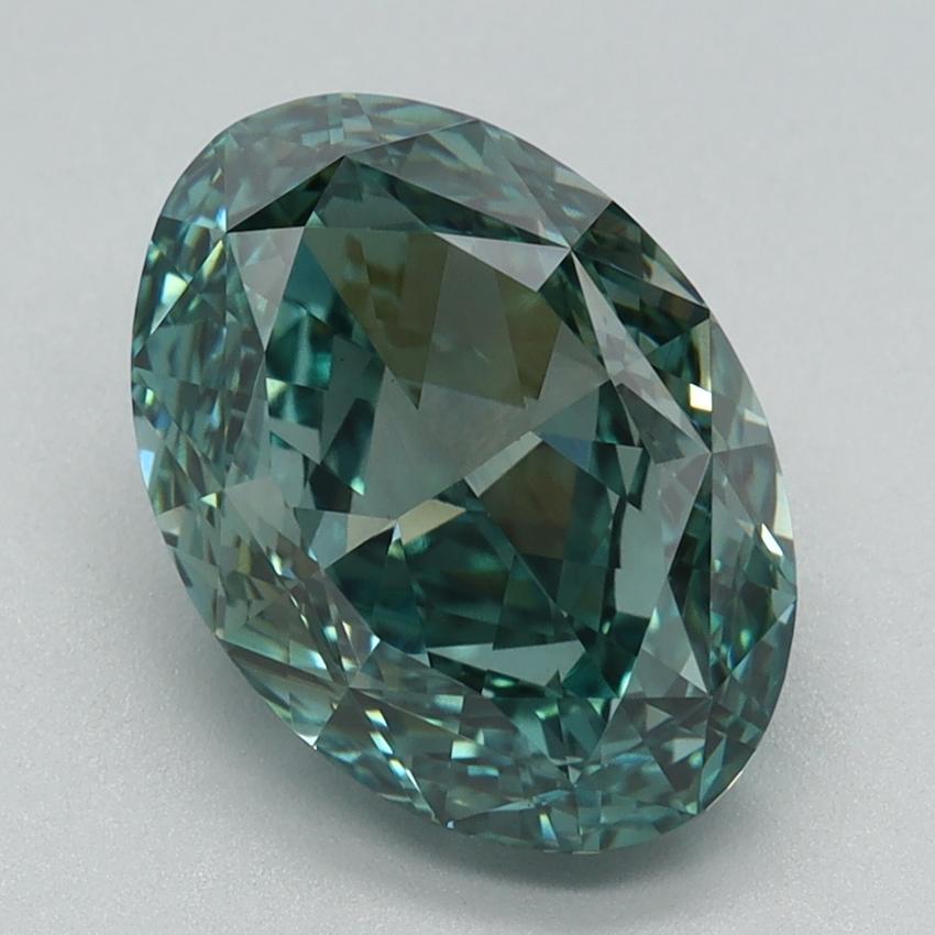 3.10 Ct. Fancy Vivid Green Oval Lab Grown Diamond