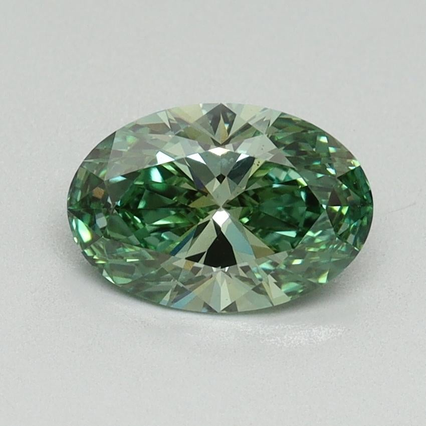 1.08 Ct. Fancy Vivid Green Oval Lab Grown Diamond