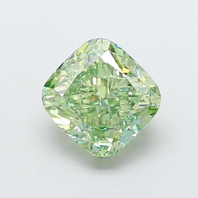 4.04 Ct. Fancy Vivid  Green Cushion Lab Grown Diamond