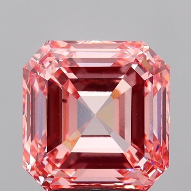 3.00 Ct. Fancy Vivid  Pink Asscher Lab Grown Diamond