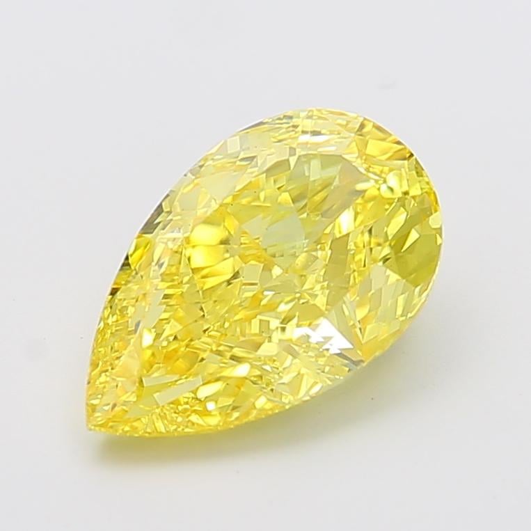 4.04 Ct. Fancy Vivid  Yellow Pear Lab Grown Diamond