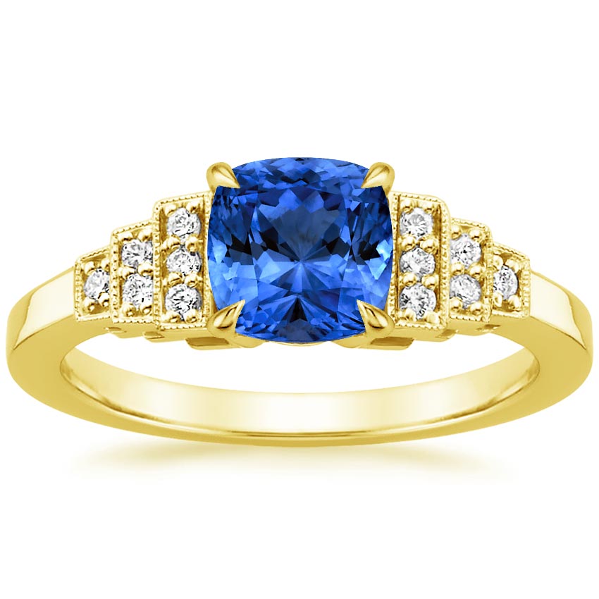 Sapphire Aster Diamond Ring in 18K Yellow Gold