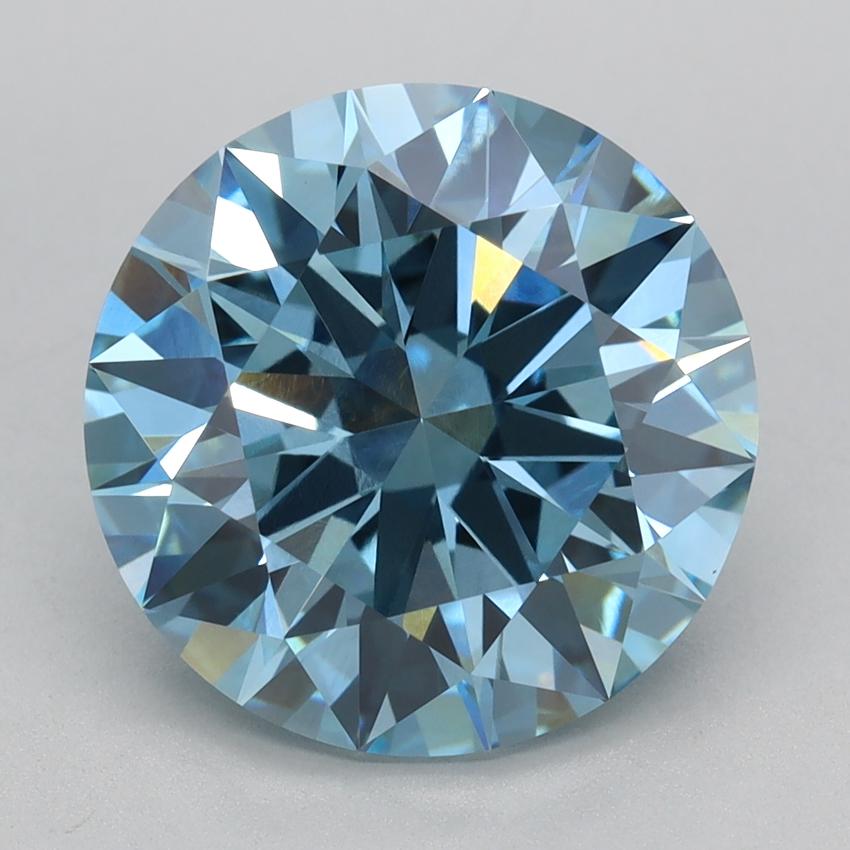 4.06 Ct. Fancy Vivid Blue Round Lab Grown Diamond