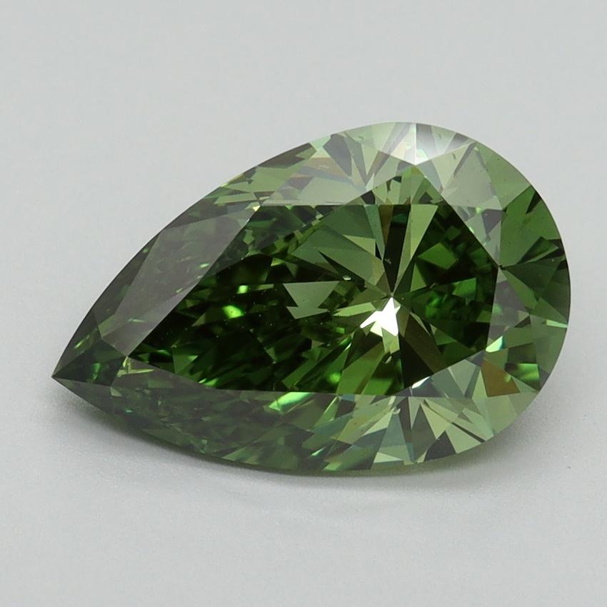 3.01 Ct. Fancy Vivid Pacific Green Pear Lab Grown Diamond