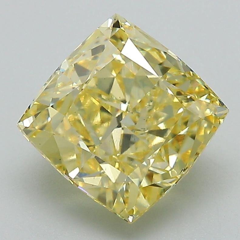 3.04 Ct. Fancy Intense Yellow Cushion Lab Grown Diamond
