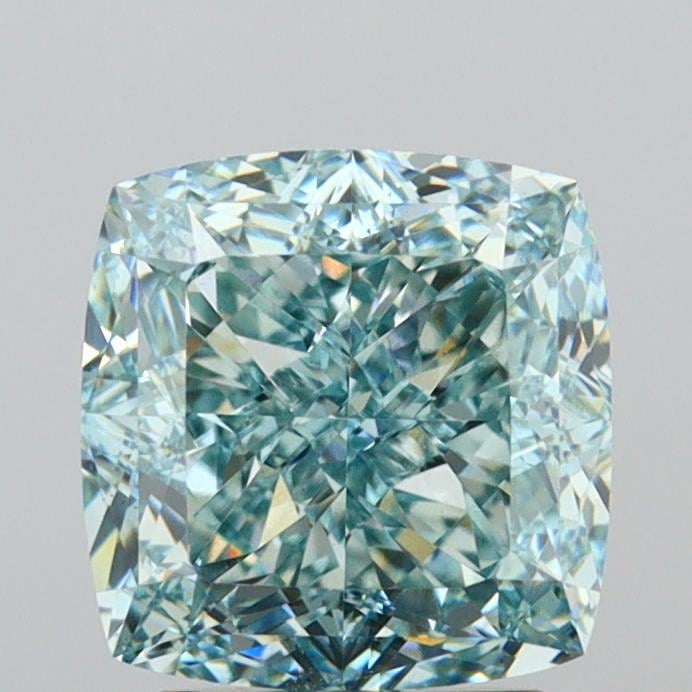 3.28 Ct. Fancy Vivid Green Cushion Lab Grown Diamond