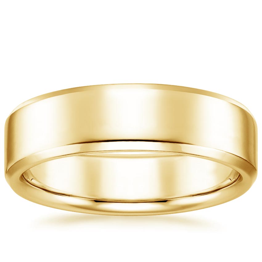 Yellow Gold High Polish Beveled Edge Men's Wedding Ring 