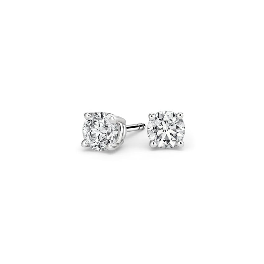 REAL 14K WHITE GOLD 1CT BRILLIANT CREATED DIAMOND EARRINGS ROUND STUD SCREW-BACK