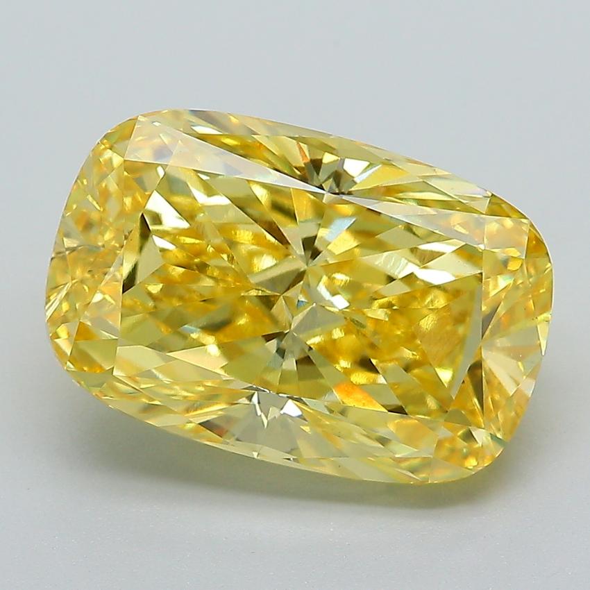 5.77 Ct. Fancy Vivid Yellow Cushion Lab Grown Diamond
