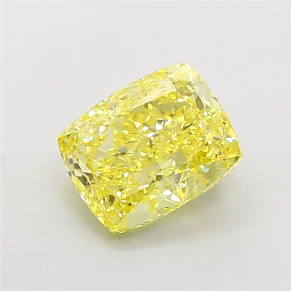 3.09 Ct. Fancy Intense Yellow Cushion Lab Grown Diamond