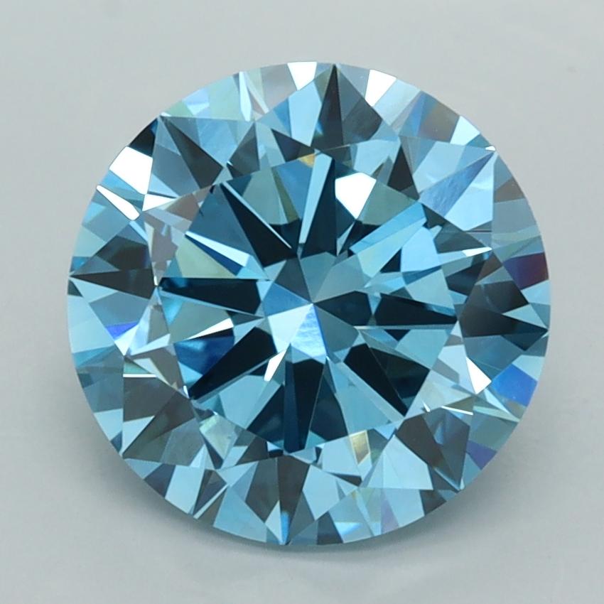 3.51 Ct. Fancy Vivid  Blue Round Lab Grown Diamond