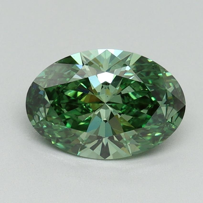 1.29 Ct. Fancy Vivid Green Oval Lab Grown Diamond