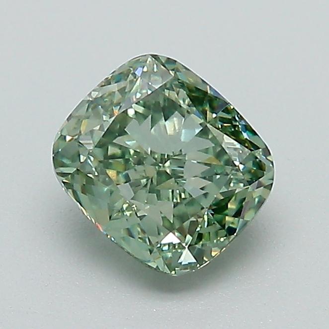 1.01 Ct. Fancy Vivid Green Cushion Lab Grown Diamond