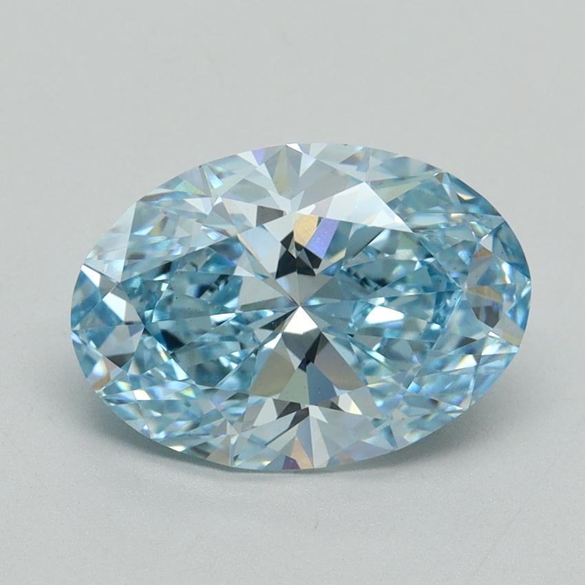 3.09 Ct. Fancy Vivid Blue Oval Lab Grown Diamond