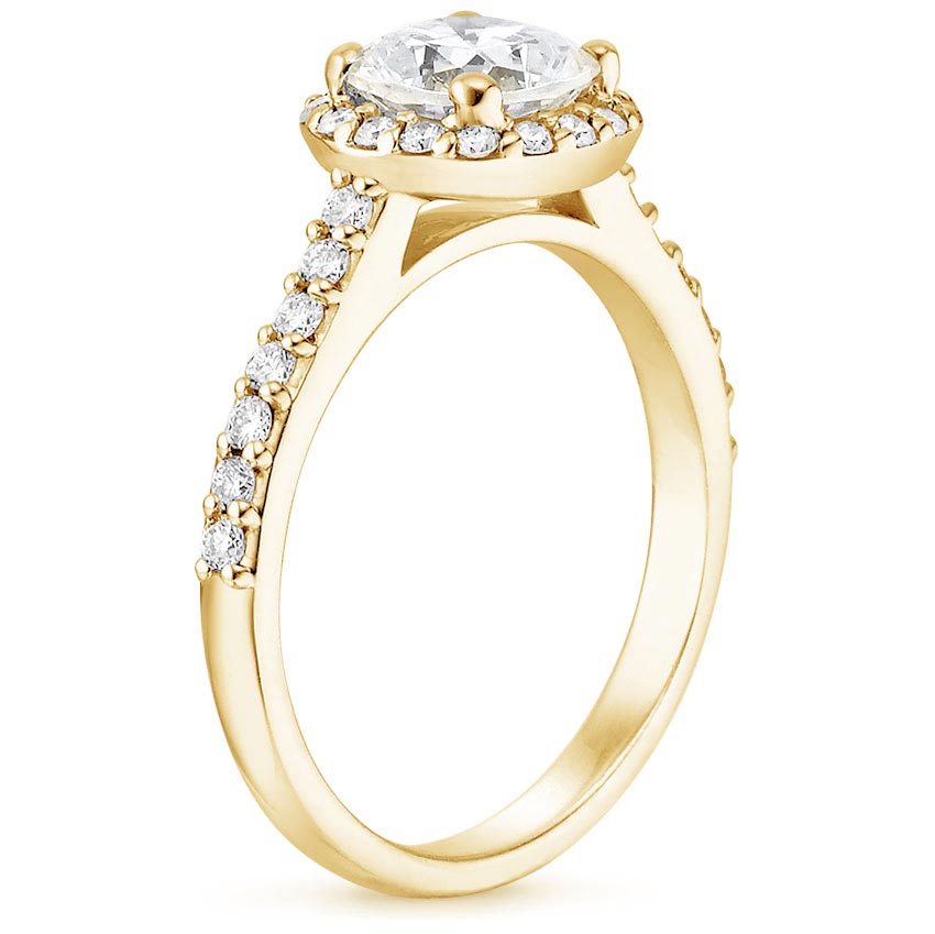 18K Yellow Gold Fancy Halo Diamond Ring with Side Stones (1/3 ct. tw.), large side view