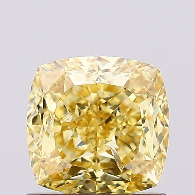 1.02 Ct. Fancy Vivid Yellow Cushion Lab Grown Diamond